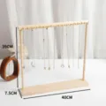 Solid wood necklace display rack jewelry organizer stand holder for chains bracelets - Single-sided 18 Hooks / Natural Wood Color