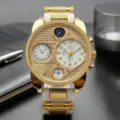 Herren Oversize Quarz Uhr Luxus Gold Multi Zifferblatt Freizeit Silikon Armband Uhr stilvoll - Goldweiß