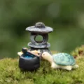 Miniatur Steinlaterne Schildkröte Harztopf Mikro Landschaft Sukkulenten Garten DIY Dekor - Schildkröten-Set