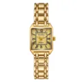 Elegante orologio da polso al quarzo quadrato dorato da donna con numeri romani e cinturino. - Oro