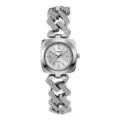 Elegante orologio al quarzo da donna con quadrante quadrato e cinturino con strass lucidi. - Quadrante Bianco Cinturino Argento / Argento Bianco