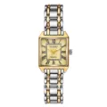 Elegante orologio da donna al quarzo quadrato con cinturino in metallo bicolore e quadrante. - Oro e Argento