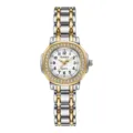 Damen Quarzuhr zweifarbiges Metallarmband Strass Lünette elegantes Design Armbanduhr - Gold-Silber Weiß