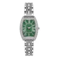 Luxe montre quartz femme tonneau strass cadran vert élégant bracelet acier mode tendance - Graffiti Argent Vert