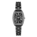Montre quartz femme luxe strass tonneau noir acier inoxydable mode montre-bracelet - Noir