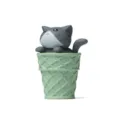 Süße graue Katze in Eiswaffel Figur, Harz Tier Modell Spielzeug für Auto und Schreibtisch. - Katze (Matcha-Eis) / Grau