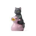 Süße graue Katze auf rosa Ente Figur, kreative Mikro Landschaft Desktop Miniatur Deko. - Einzelpreis / Graue Katze sitzt auf rosa Ente