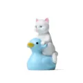 Süße weiße Katze auf blauer Ente Miniatur Figur, Resin Mikrolandschaft Tisch Ornament. - Einzelpreis / Weiße Katze sitzt auf blauer Ente