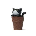 Niedliche schwarze Katze in Waffel-Eistüte, Miniatur Tier-Modell für süße Zimmer-Deko. - Katze (Kaffee-Eimer) / Schwarz