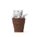 Süße katze eiswaffel figur miniatur harz spielzeug desktop auto dekoration ornament modell. - Katze (Kaffee-Eimer) / Weiß