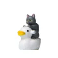 Süße graue Katze auf weißer Ente Figur, Miniatur Kunstharz Tier Tisch Deko Ornament. - Einzelpreis / Graue Katze reitet weiße Gans