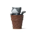 Süße graue Katzenfigur in Eistüte, niedliches Harz-Tierspielzeug für den Tisch und Autodeko. - Katze (Kaffee-Eimer) / Grau