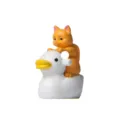 Süße Miniatur Katze auf Ente Figur Harz Mikrolandschaft Desktop Ornament Dekoration - Einzelpreis / Gelbe Katze reitet weiße Gans