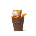 Orangene Katzenfigur in brauner Waffel-Eistüte, süße Schreibtisch-Dekoration Variante. - Katze (Kaffee-Eimer) / Gelb