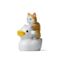 Süße Katze auf Ente Figur Mikro Landschaft Desktop Ornament Tier Deko Miniaturen - Einzelpreis / Gelb-weiße Katze reitet weiße Gans