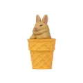 Niedlicher Kaninchen Eiswaffel Figur Harz Desktop Auto Ornament Miniatur Spielzeug - Hase (Gelber Eimer) / Braun