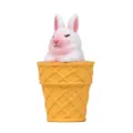 Süßes Kaninchen Eiswaffel Figur Harz Desktop Ornament Auto Dekor Spielzeug Requisite Geschenk - Plüschtier / Hase (Gelber Eimer) / Weiß