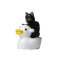 Süße schwarze Katze reitet weiße Ente Miniatur Figur für Mikrolandschaft Tischdekoration. - Einzelpreis / Schwarze Katze reitet weiße Gans