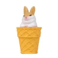 Süßes Kaninchen in Eiswaffel Miniatur Figur, schönes Harz Desktop und Auto Deko. - Plüschtier / Hase (Gelber Eimer) / Gelb/Weiß