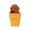 Niedliche Pudel Figur im Waffelbecher, kleine Tier Skulptur für Auto Dekoration und Sammler. - Plüschtier / Teddyhund (Gelber Eimer) / Dunkelbraun