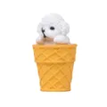 Hübsche Pudel Welpe Figur in Waffel Eistüte, niedliche Desktop Deko Spielzeug Modell. - Plüschtier / Teddyhund (Gelber Eimer) / Weiß