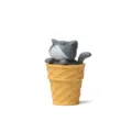 Süße graue Katze Eiswaffel Miniatur Spielzeug Figur Desktop Auto Ornament Tier Dekor - Plüschtier / Katze (Gelber Eimer) / Grau