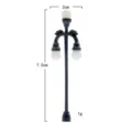 Miniatur Straßenlaterne Modell für DIY Mikrolandschaft Garten Dekoration, 7.5cm schwarze Mini Lampe. - Eine Oben Zwei Unten Rundlampe (Schmal)