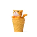 Süße orange Katze Squishy Spielzeug Waffel Eiscreme Waffelbecher Auto Dekoration Modell - Plüschtier / Offenmäulige Katze (Gelber Eimer) / Gelb