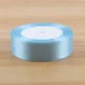 Rotolo di nastro in raso azzurro chiaro larghezza 2.5cm per confezioni regalo e bouquet - Celeste