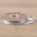 Gray satin ribbon variant, 1cm width, printed with love forever letters for floral wrapping. - Light Gray