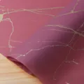 Waterproof gold marble flower wrapping paper for elegant floral bouquets and gift packaging. - 20 Sheets/Pack (56x55cm) / Wine Red