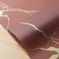 Waterproof floral wrapping paper in reddish-brown with gold marble pattern for bouquets. - 20 Sheets/Pack (56x55cm) / Vintage Brown