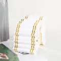 Cinta de tela blanca con rayas doradas para regalos, empaques florales y manualidades varias. - Cinta Blanca Paquete Borde Dorado