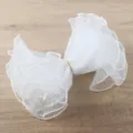 Ruban en maille froncee avec perles blanches pour emballage de bouquet et deco 4 yards - Perles Bilatérales / 28CM*3.4M / Blanc