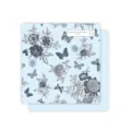 Waterproof flower wrapping paper with vintage floral and butterfly pattern for bouquets. - Aqua Blue