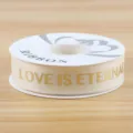 2,5cm Gold gepresstes englisches Ripsband DIY Blumen Geschenkverpackung Torte Band Dekoration - Beige Goldprägung LOVE 2.5CM*30 Yards/Rolle