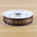 2.5cm goldgeprägtes englisches Ripsband, braunes Geschenkband für Blumenstrauß und Verpackung. - Dunkelkaffee Goldprägung LOVE 2.5CM*30 Yards/Rolle