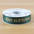 Gruenes Ripsband 2.5cm Gold gepraegt Liebesbriefing fuer Geschenkverpackung Blumenstrauss - Dunkelgrün Goldprägung LOVE 2.5CM*30 Yards/Rolle