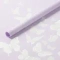 Rouleau de papier d'emballage imperméable violet lavande avec motifs de papillons blancs pour bouquets. - Violet Taro