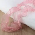 Roze geruffeld netlint met witte parels voor boeketverpakking en kledingnaaister trim. - Roze Parel