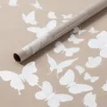 Rouleau de papier d'emballage imperméable pour fleurs avec de jolis papillons blancs. - Brun Thé au Lait