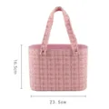 Borsa Regalo Scatola Fiori in Tweed Rosa Cestino Portaoggetti in Tessuto 16.5x23.5cm - Cestino Quadrato Portatile / Quadri Rosa