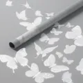 Rouleau de papier d'emballage imperméable papillon pour bouquets et cadeaux floraux. - Gris Pur