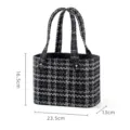 Borsa secchiello in tweed nero scatola fiori con doppi manici, elegante confezione regalo portatile. - Cestino Quadrato Portatile / Quadri Neri