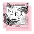 Waterproof pink floral wrapping paper with vintage butterfly and flower illustrations for bouquets. - Ballet Pink