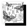 Waterproof flower wrapping paper with black and white butterfly and floral sketch design - Pristine White