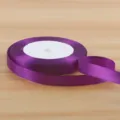 Purple satin ribbon for flower bouquet packaging, gift wrapping and decorative crafts 1cm roll - Deep purple