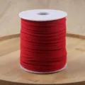 Red faux suede cord 3mm velvet lace string for jewelry making and gift wrapping craft. - Bright Red