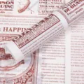 Europäischer Stil Vintage englische Zeitung Blumen Geschenkpapier wasserdichtes Bouquet Material. - 20 Stück/Packung / Burgunderrot