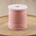 Pink suede cord roll, 3mm velvet faux leather string for gift wrapping and crafts. - Korean Pink